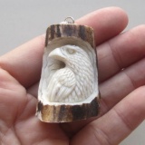 Hand Craved Raven Pendant