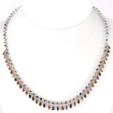 Natural Fancy Tourmaline Pear & Round Necklace