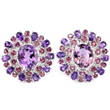 Natural Purple Amethyst & Rhodolite Garnet Earrings