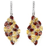 Natural Garnet & Citrine Earrings