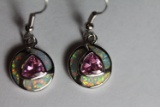 Natural Pink Topaz & Opal Earrings