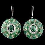 Natural Top Green Emerald 92 Carats  Earrings