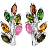 NATURAL MULTI COLOR TOURMALINE LEAF EARRING