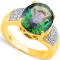 Natural Green Mystic & Diamond Ring