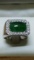 Natural Burmese Jade & Diamond Solid 18k Gold Ring