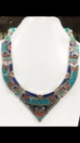 Tibet Natural Stone Hand Made Turquoise, Coral Necklace