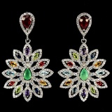 Natural Ruby Emerald Sapphire & Multi Gem Earrings
