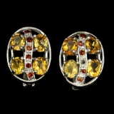 Natural Yellow Citrine Mozambique Garnet Earrings