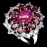 Natural Red/Pink Ruby Garnet Tanzanite 26 Carats Ring