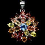 Natural  Fancy Color Sapphire Flower Pendant