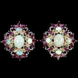 NATURAL OPAL CITRINE RHODOLITE  TOURMALINE Earring