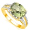 Natural Green Tea Amethyst Diamond Ring