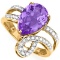 Natural Amethyst & Diamond Ring