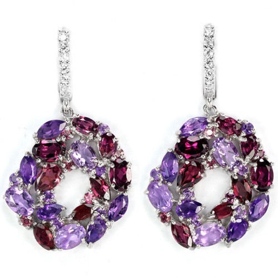 NATURAL RHODOLITE GARNET AMETHYST  Earrings