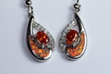 Stunning Fire Natural Opal & Spessarite Gems Earrings