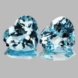 Natural Sky Blue Aquamarine Hearts Pair 6.5 MM - FL