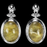 Natural Gold Rutilated Quartz Earrings