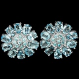 Natural SWISS BLUE TOPAZ FLOWER EARRING