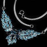 Natural Sky & London Blue Topaz Necklace