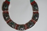 Tibet Hand Made Natural Turquoise & Coral Necklace