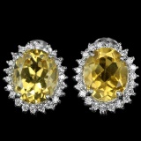 NATURAL 10X8 MM. ORANGISH YELLOW CITRINE EARRINGS