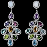 Natural White Opal & Multi Gemstone Earrings