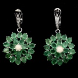 Natural Green Emerald Fire Opal 61 Ct Earrings