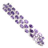 Natural Oval Intense Purple Amethyst Bracelet