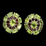 Natural Green Peridot Mozambique Garnet Earrings