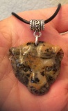 Hand Carved Leopard Petrified Wood Opal Pendant