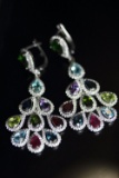 Natural SAPPHIRE RUBY TOPAZ RHODOLITE Earrings