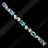 Natural Oval Neon Blue Apatite 60 Carats Bracelet