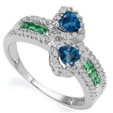 Natural Heart London Blue Topaz & Emerald Ring