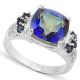 Natural Ocean Mystic, Sapphire & Diamond 8.32 ct Ring