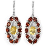 Natural Citrine & Garnet Earrings