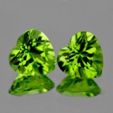 Natural Green Peridot Heart Pair 7 mm - VVS