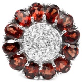 NATURAL GARNET & WHITE CZ 27 Cts Ring