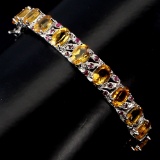 Natural  Yellow Citrine Red Ruby Bangle