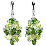 Natural CH-DIOPSIDE PERIDOT TSAVORITE GARNET Earrings