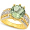 Natural Green Tea Amethyst & Diamond Ring