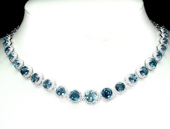Natural London Blue Topaz 141 Carats Necklace