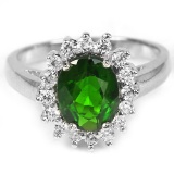 Natural Green Chrome Diopside Ring