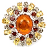 NATURAL AMBER CITRINE GARNET Ring