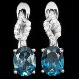 Natural London Blue Topaz Earrings