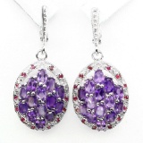 Natural Top Rich Purple Amethyst Red Ruby Earrings