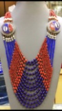 Tibet Hand Made Natural Coral, Lapis Lazuli Necklace