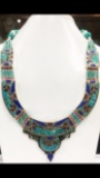 Tibet Hand Made Turquoise, Coral, Lapis Lazuli Necklace