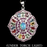 Natural  White  Opal Ruby Sapphire Pendant