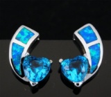 Stunning Fire Opal & Swiss Topaz Heart Earring