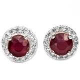 Natural Vivid Red Ruby Ear Studs